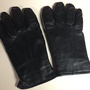 Men's Cashmere Lined Black Leather Gloves